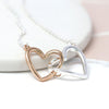 POM Silver Plated Rose Gold Linked Hearts Necklace my