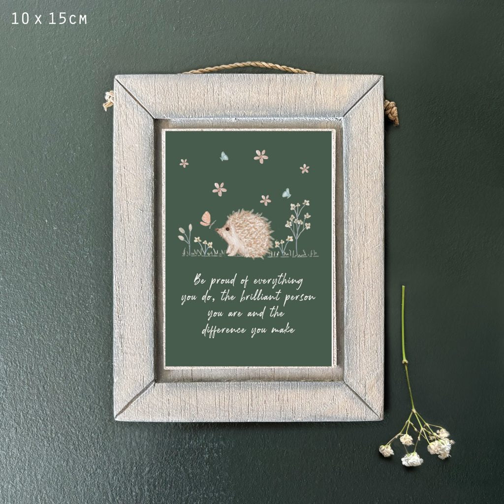 East of India Meadow Friends Hedgehog Wooden Frame