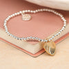 POM Silver plated bead and golden embossed heart bracelet
