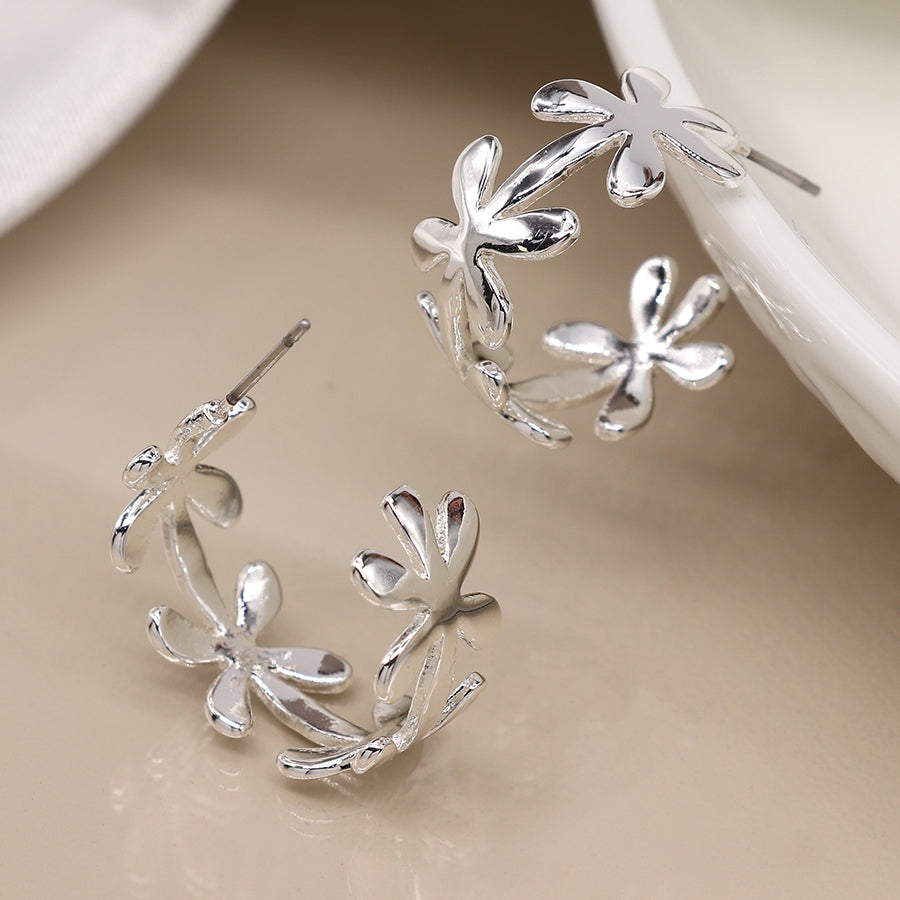 POM Silver Plated Daisychain Cuff Earrings