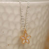 POM Golden shell inset flower pendant on silver plated chain