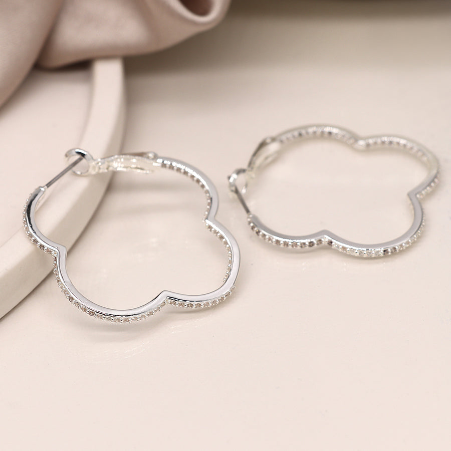 POM Large Silver Plated Quatrefoil Hoops
