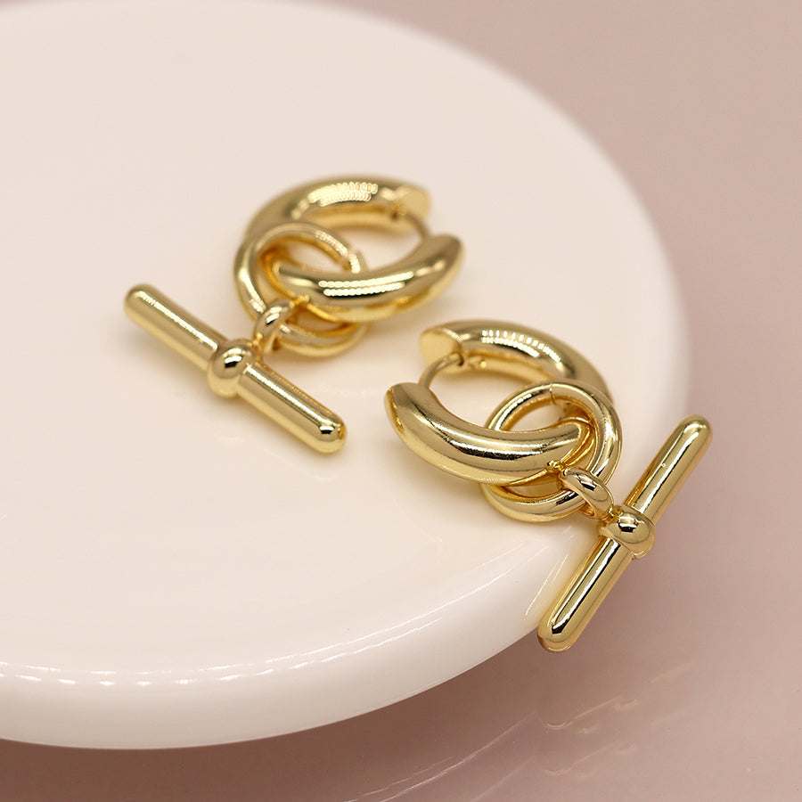 POM Golden Chunky Hoop and T-bar earrings