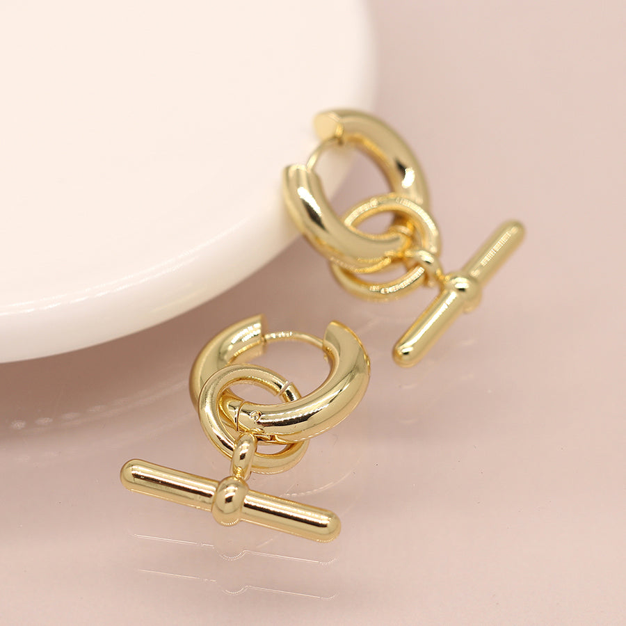 POM Golden Chunky Hoop and T-bar earrings