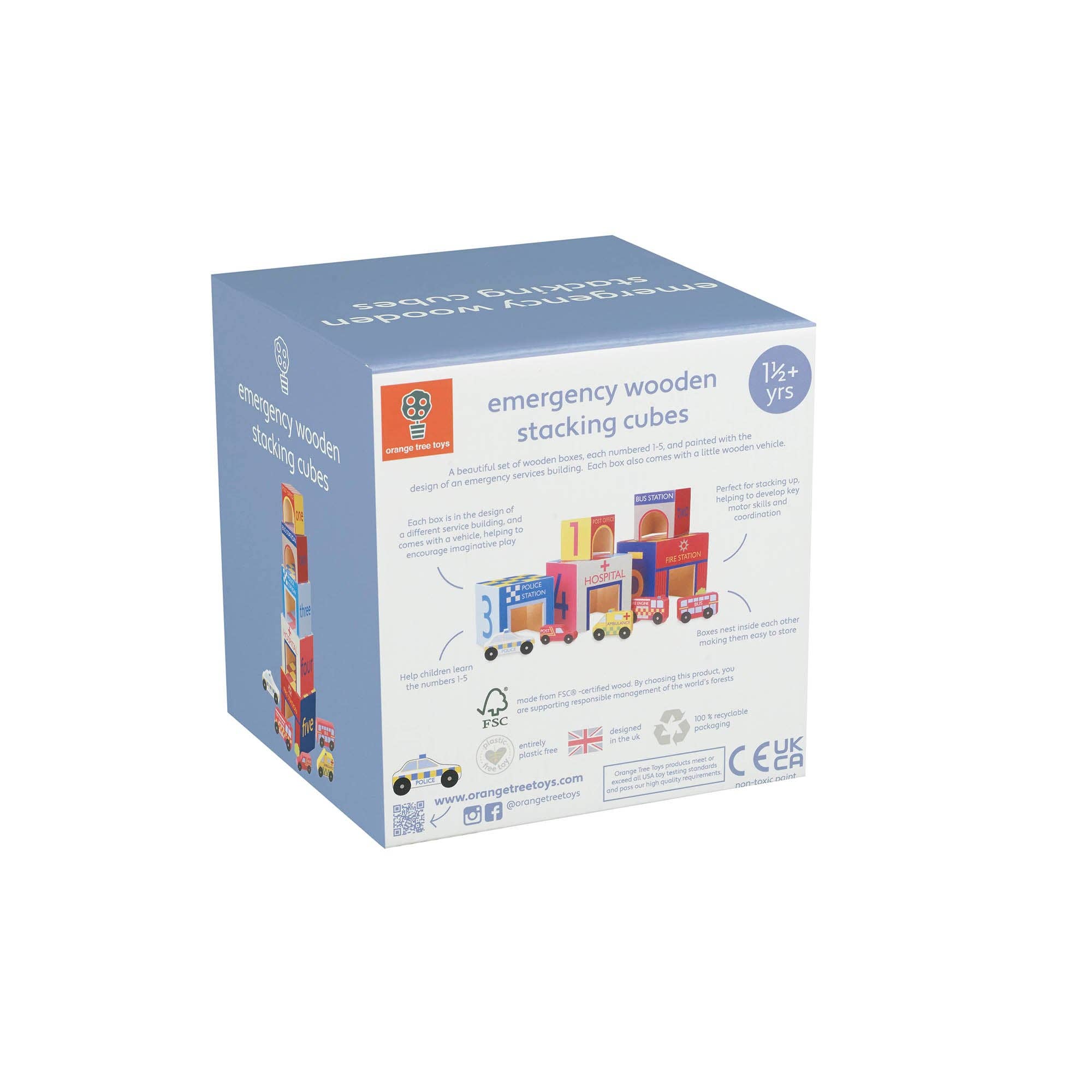 Orange Tree Toys - Emergency Services Wooden Stacking Cubes