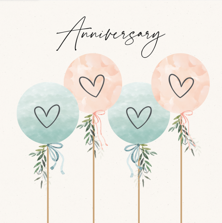 Petimo - Camille Anniversary Balloons Card