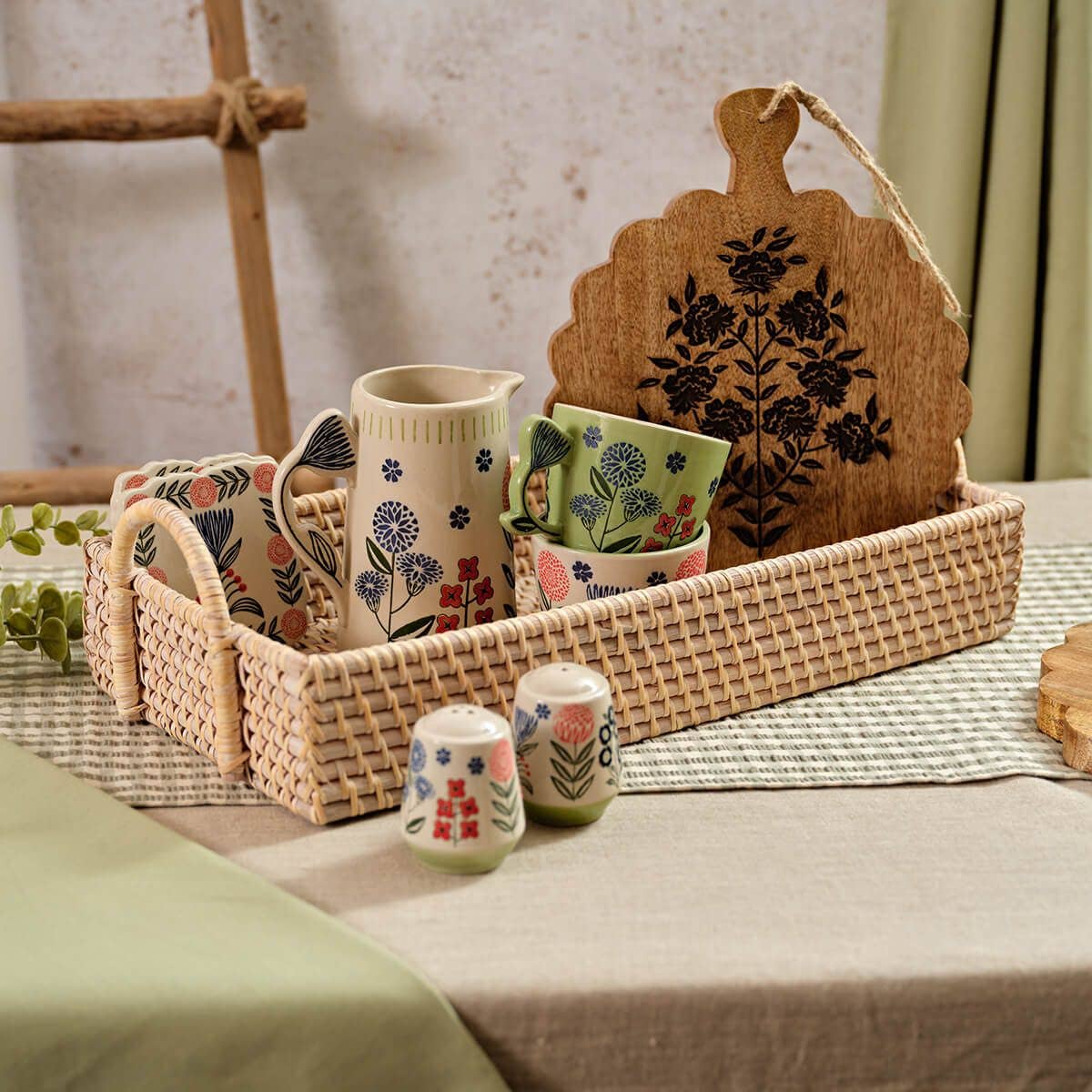 Flourish And Foliage Stoneware Mug Embossed With Flower Handle 2 Asstd With Gift Box**