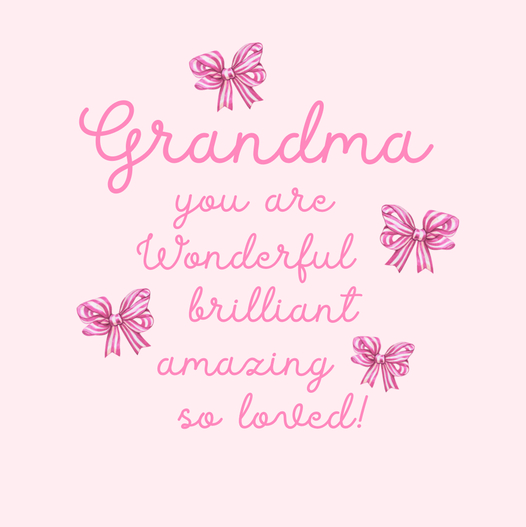 Petimo - Grandma You Are Wonderful Pink Striped Bows Card