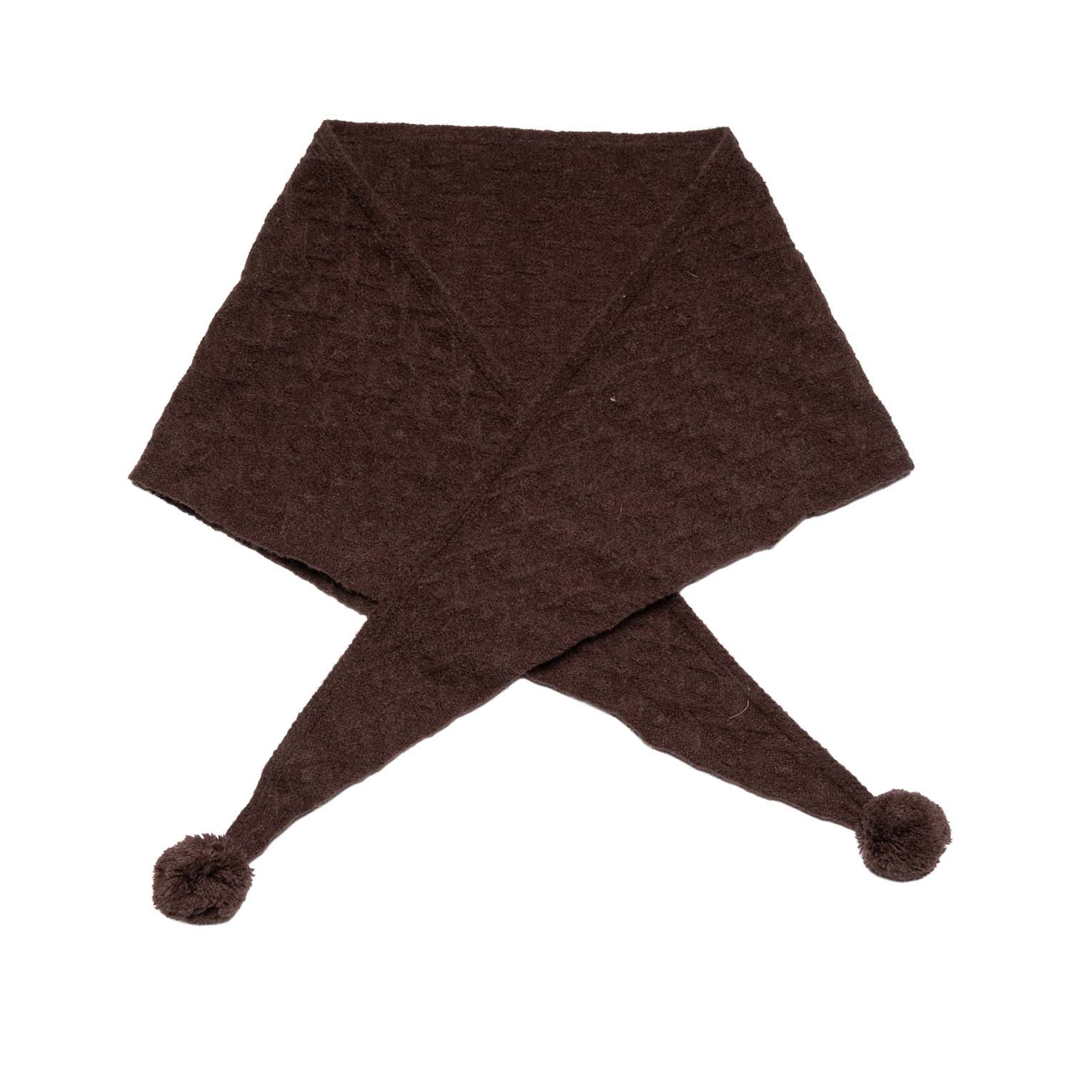 Loxley Lane Chocolate Knitted Triangle Pom-Pom Detail