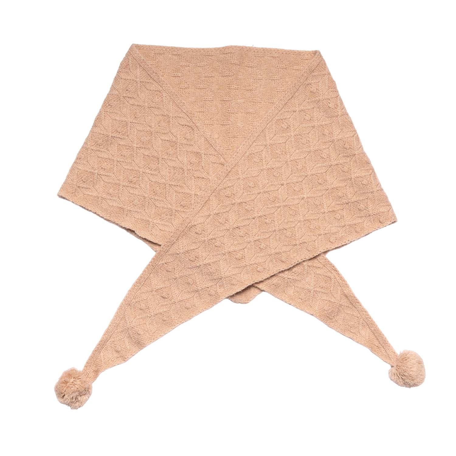 Loxley Lane Caramel Knitted Triangle Pom-Pom Detail