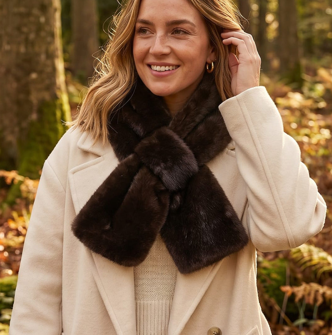 Loxley Lane Chocolate Faux Fur Pull-Through