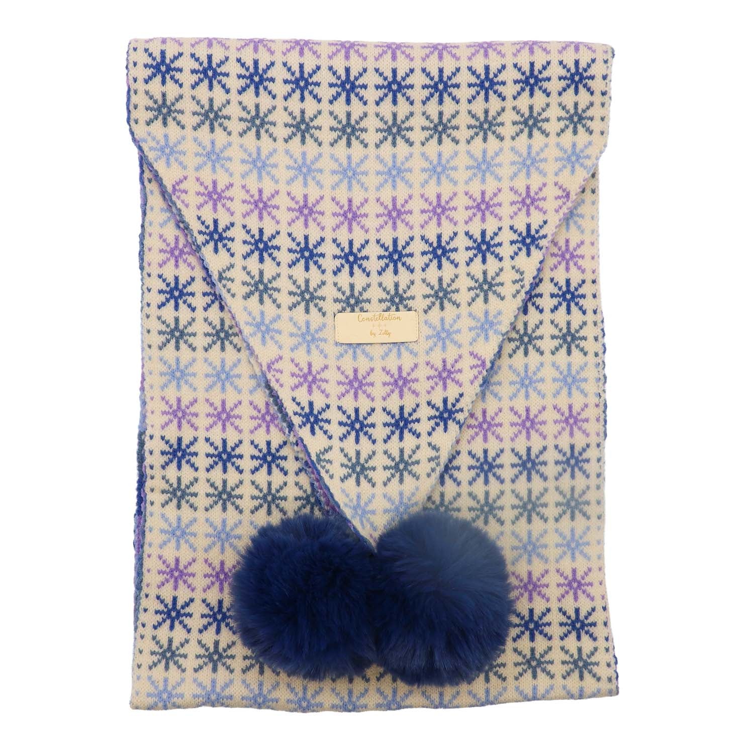 Zelly Pom Pom Scarf Stars Blue