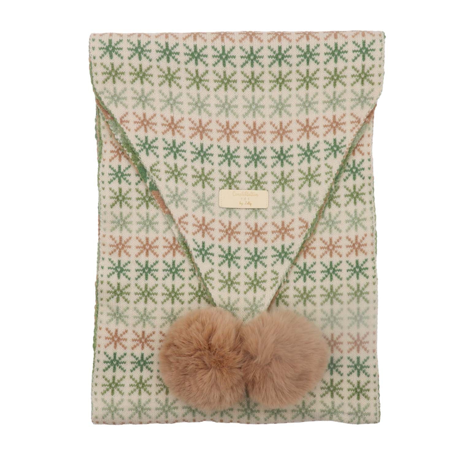 Zelly Pom Pom Scarf Stars Green