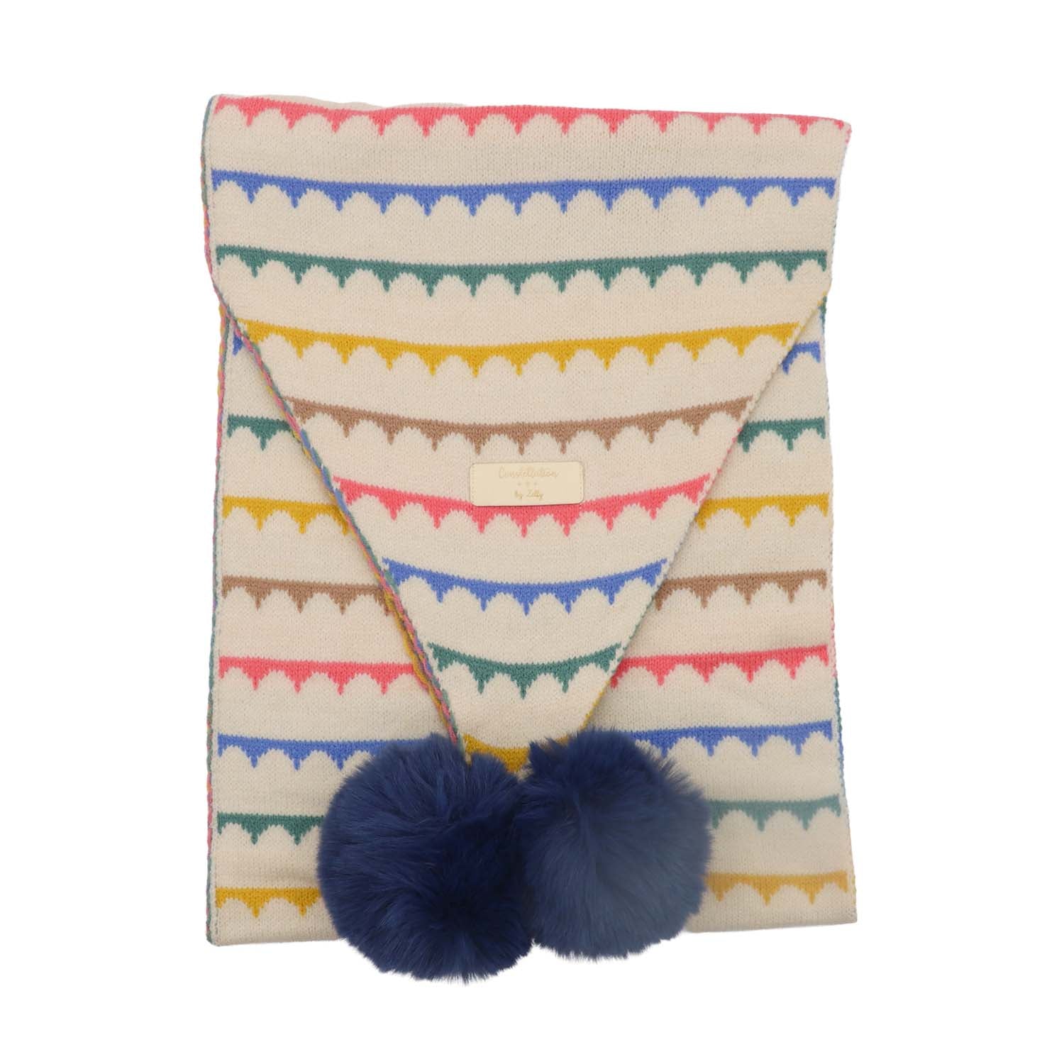 Zelly Pom Pom Scarf Wave Blue
