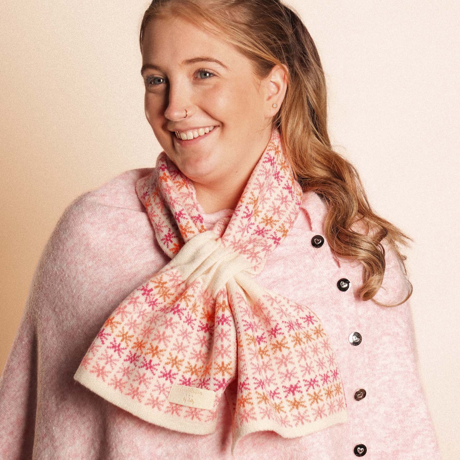 Zelly Pull Thru Scarf Stars Pink
