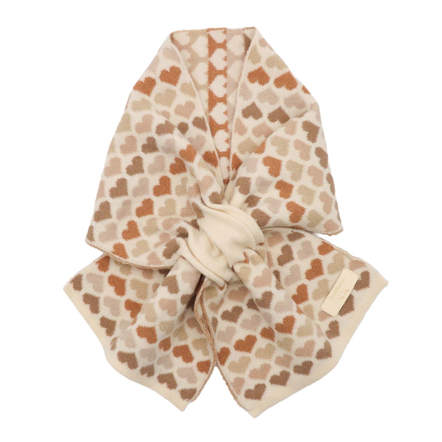 Zelly Pull Thru Scarf Hearts Taupe