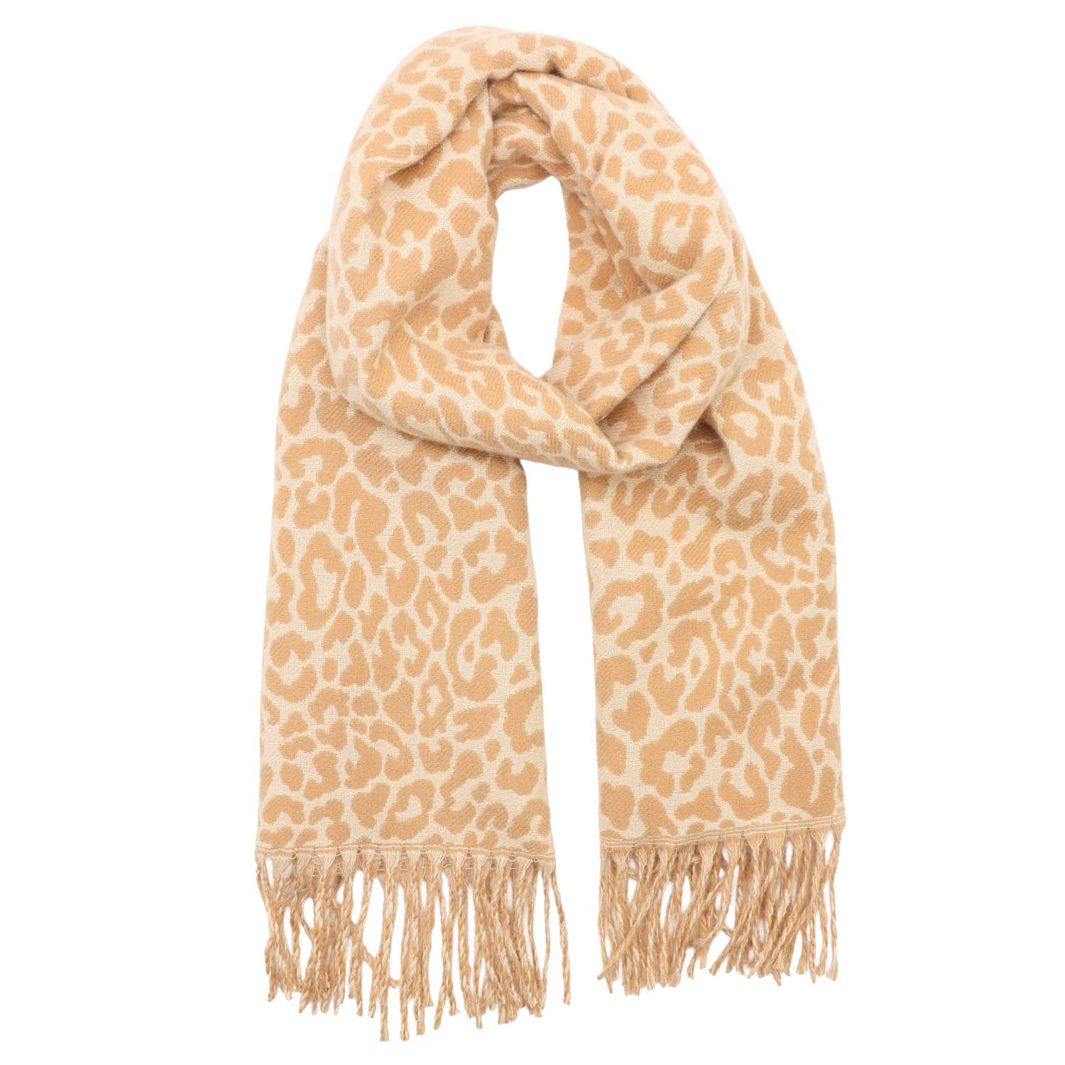 Zelly Winter Weight Scarf Animal Print Cream