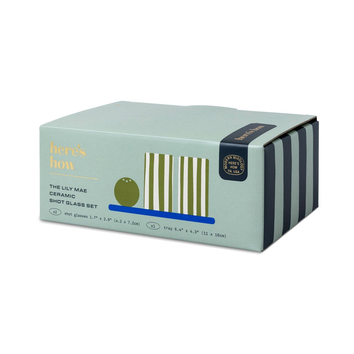 Designworks Collective - The Lily Mae Ceramic Tequila Shot Glass Set - Cobalt + Olive