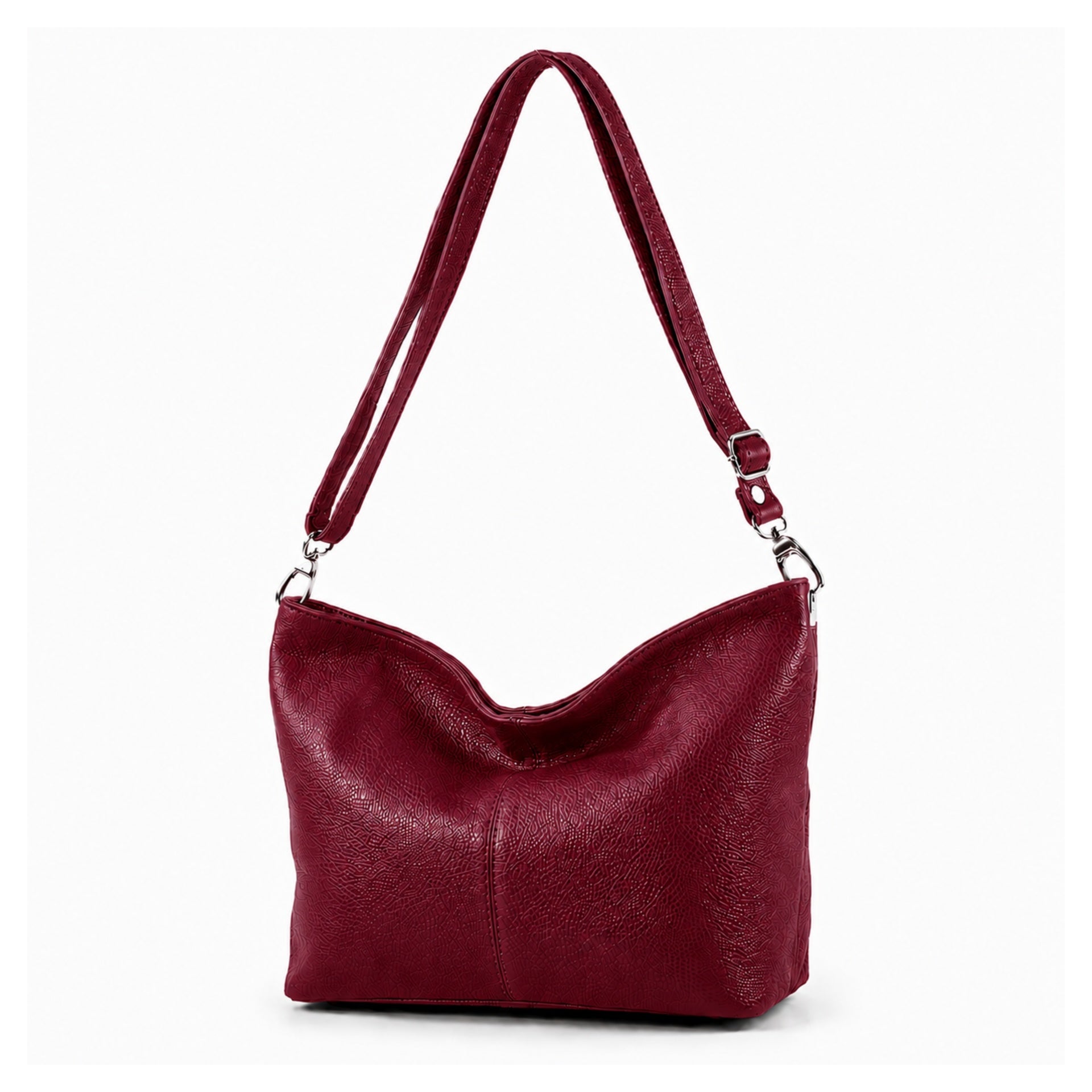 Italian Leather Shoulder Bag - Wine