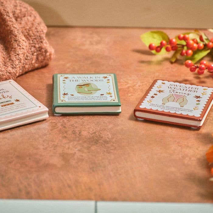 Cosy Chapter Book Shaped Stoneware Coaster 3 Asstd