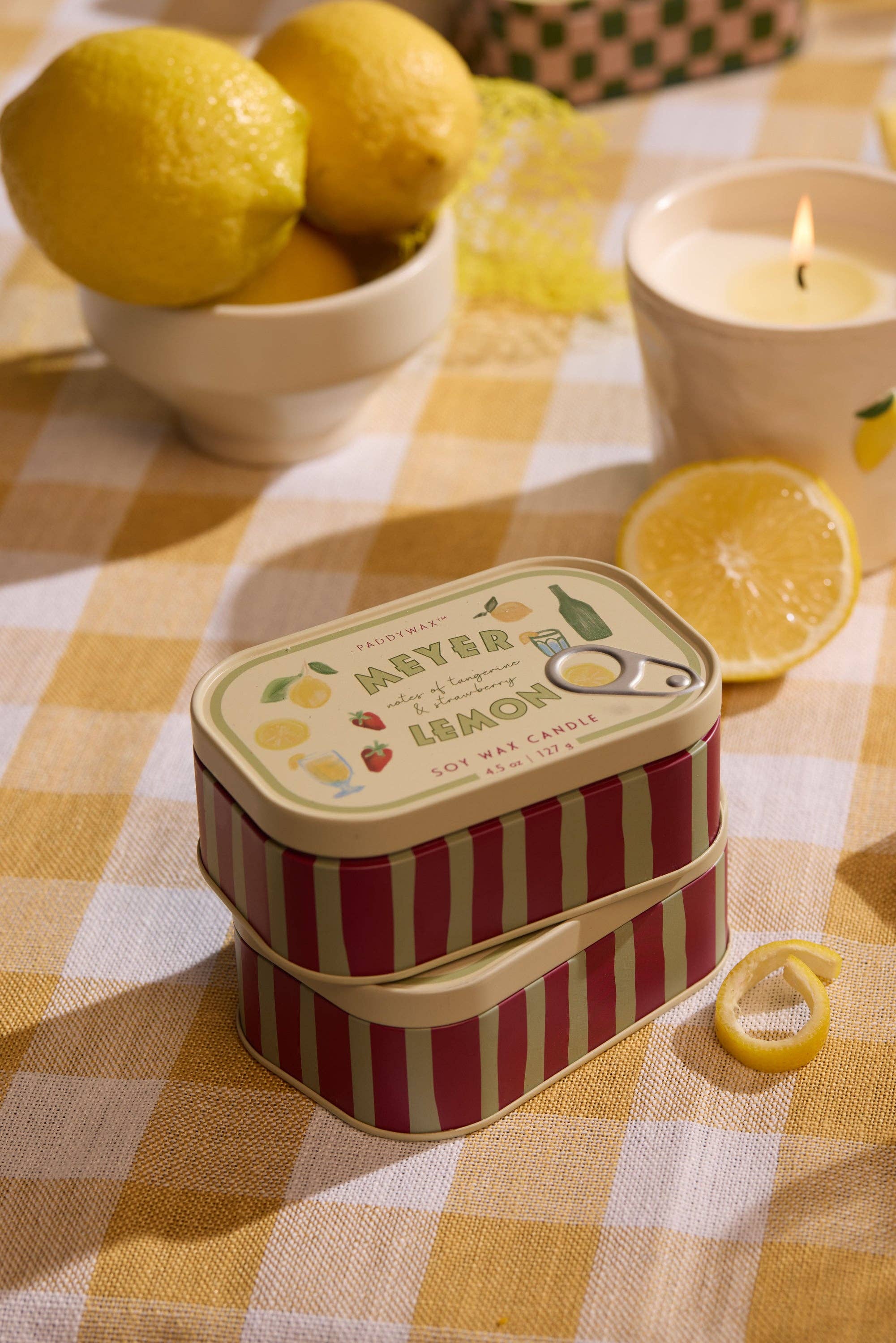 Paddywax Bistro Printed Tin Candle - Meyer Lemon