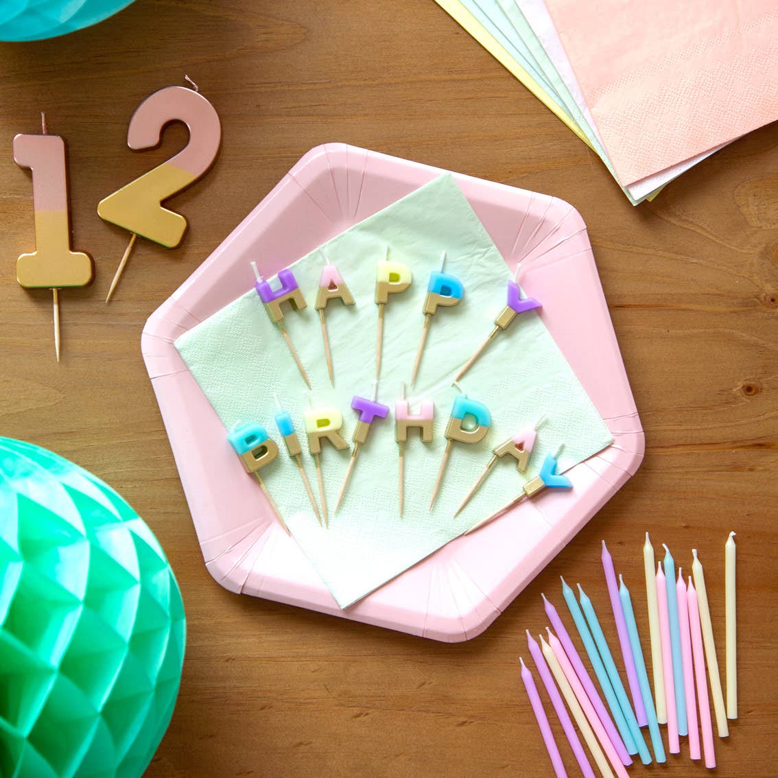 Talking Tables - Pastel 'Happy Birthday' Letter Candles