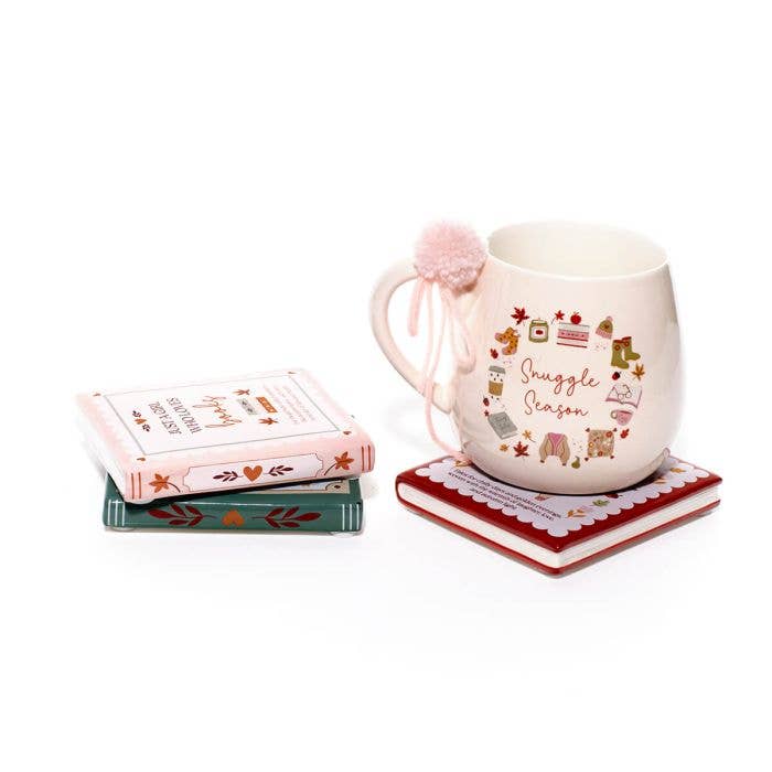Cosy Chapter Book Shaped Stoneware Coaster 3 Asstd