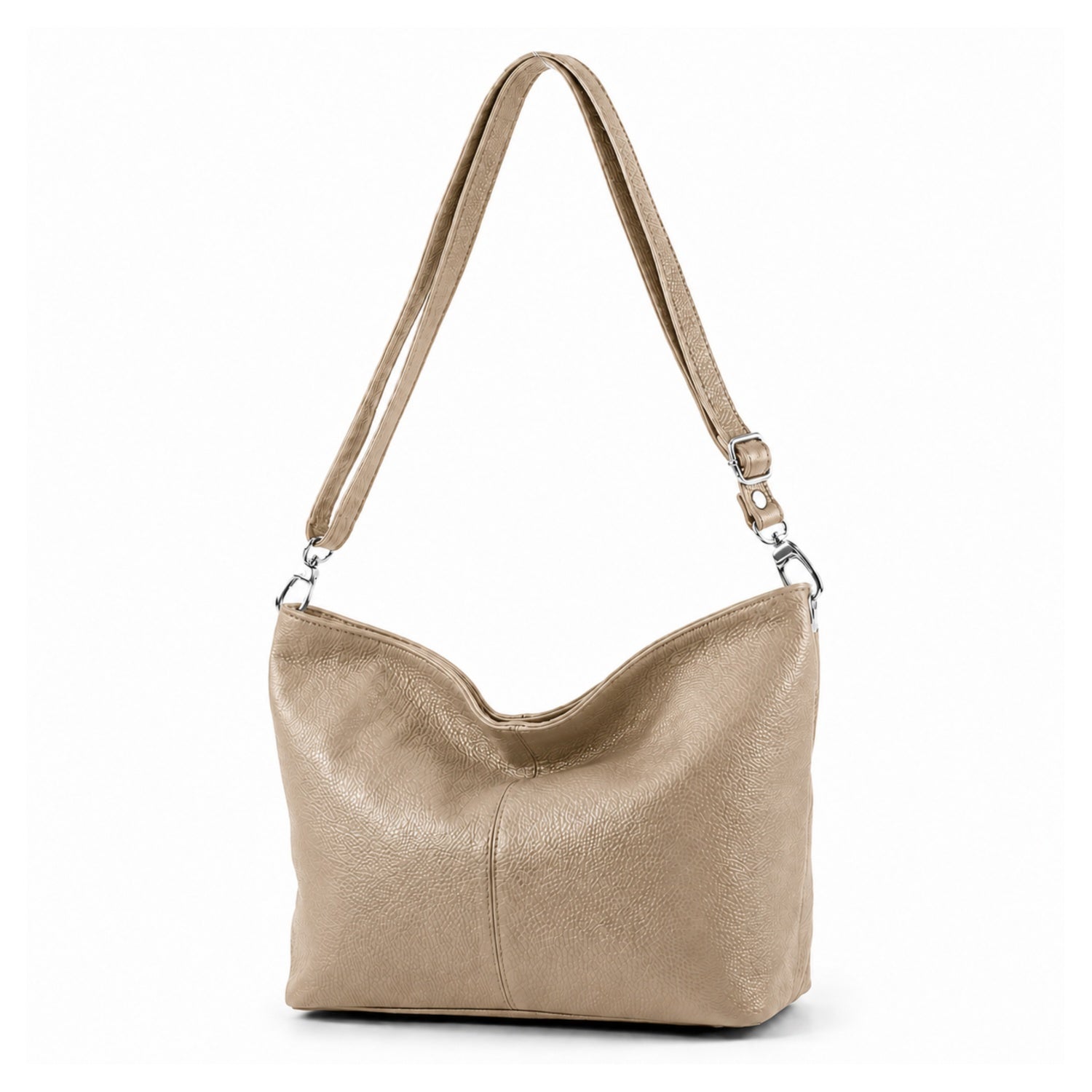 Italian Leather Shoulder Bag - Beige