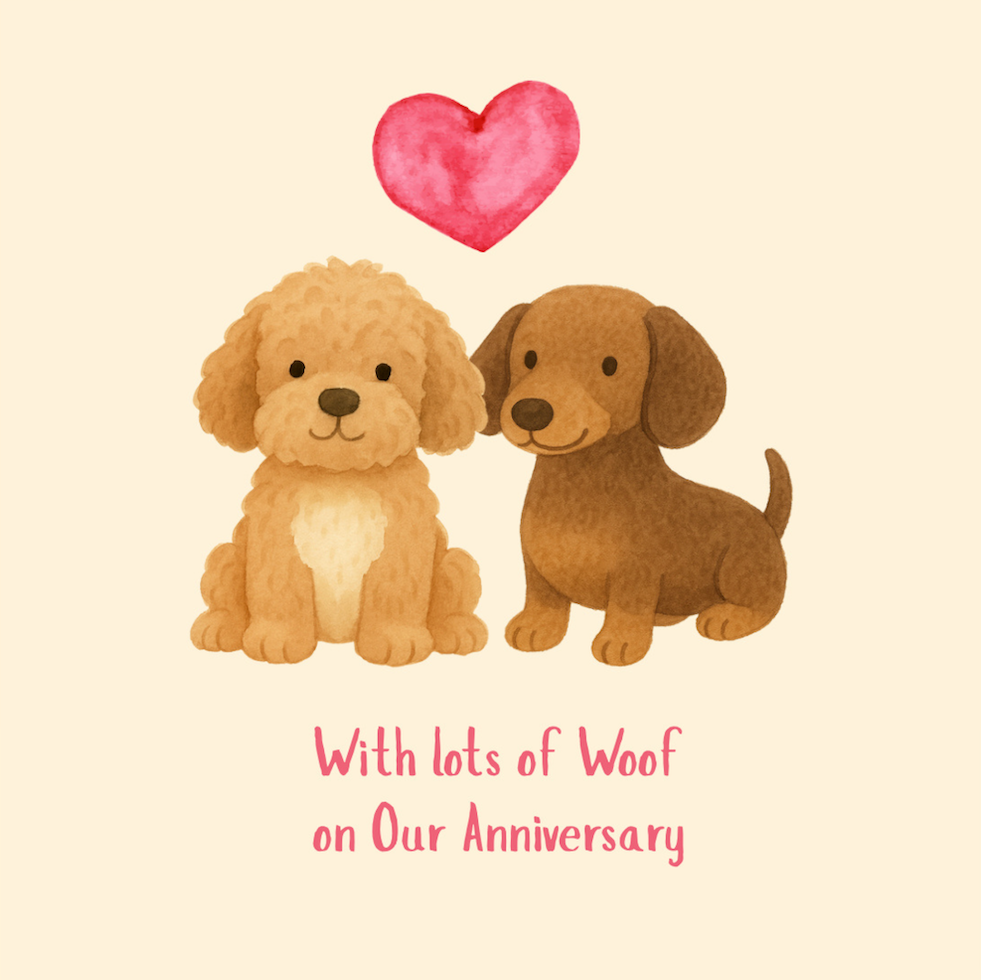 Petimo - Whisker & Wink Lots of Woof Anniversary Card