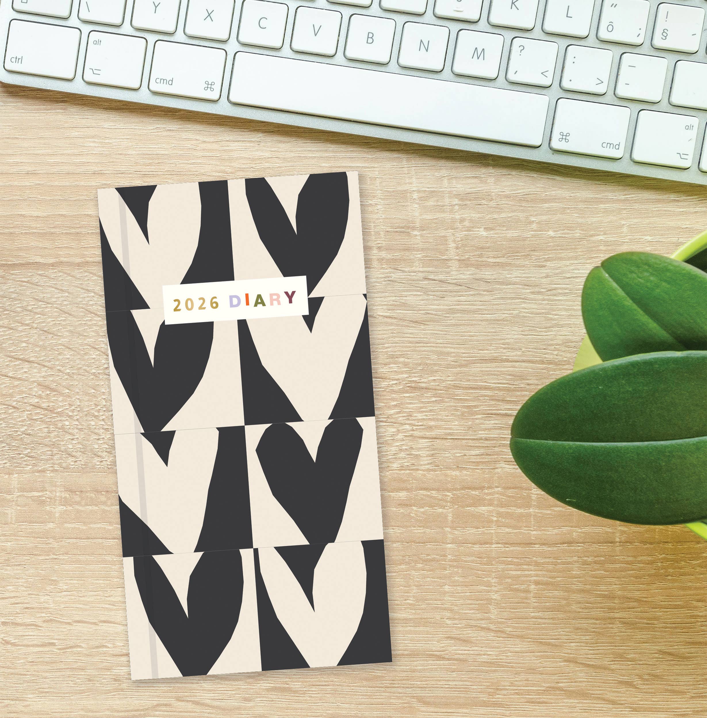 Portico Designs - Caroline Gardener Hearts/Mixed Prints Slim 2026 Diary