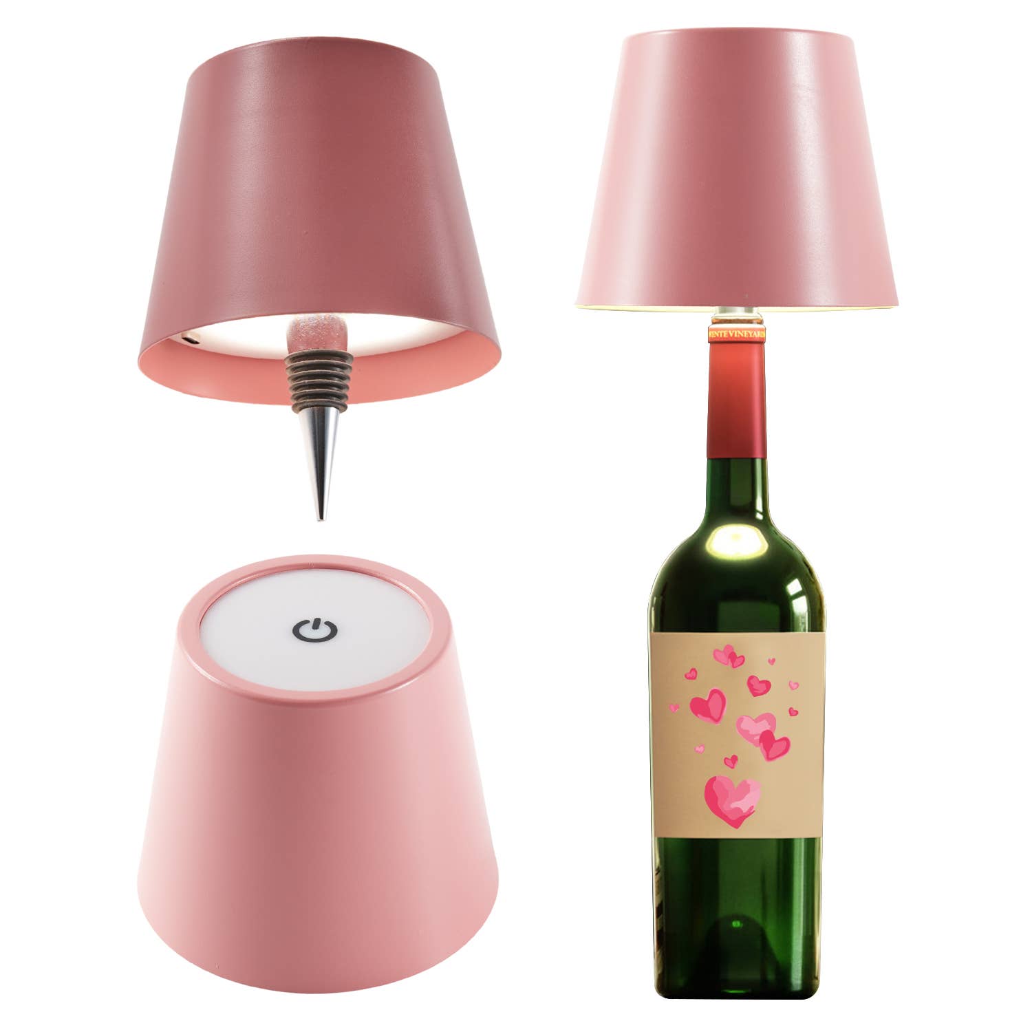 Cordless LED Table Lamp with Bottle Stopper: Cream
