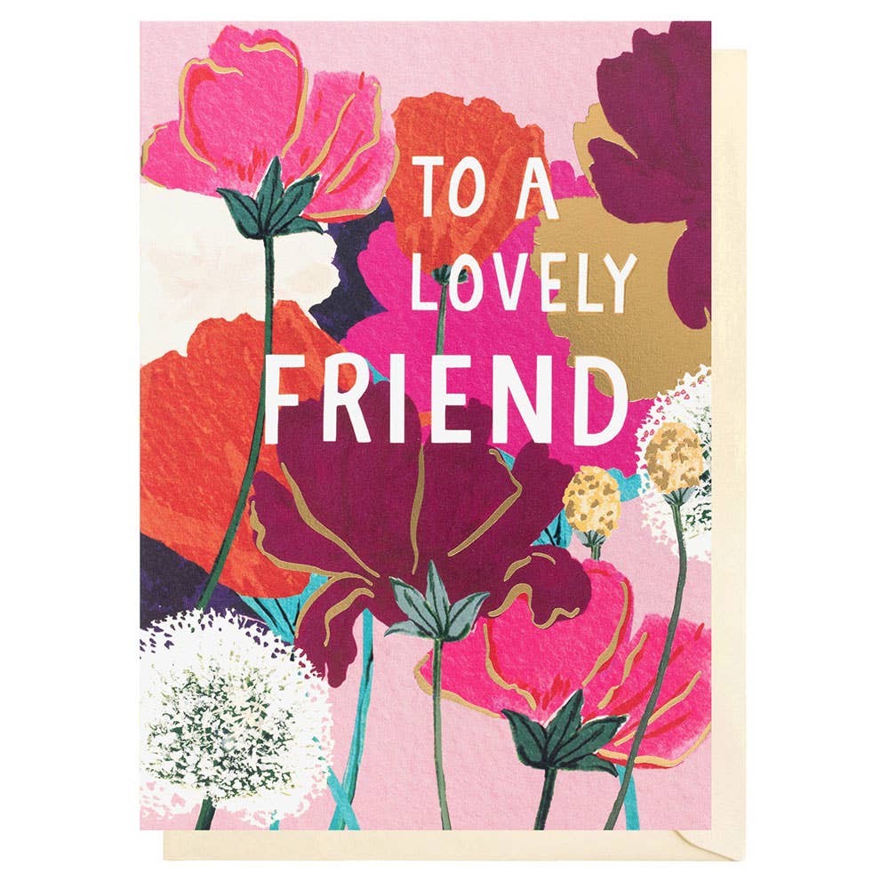Louise Tiler - Lovely Friend Pink Flowers Birthday Card