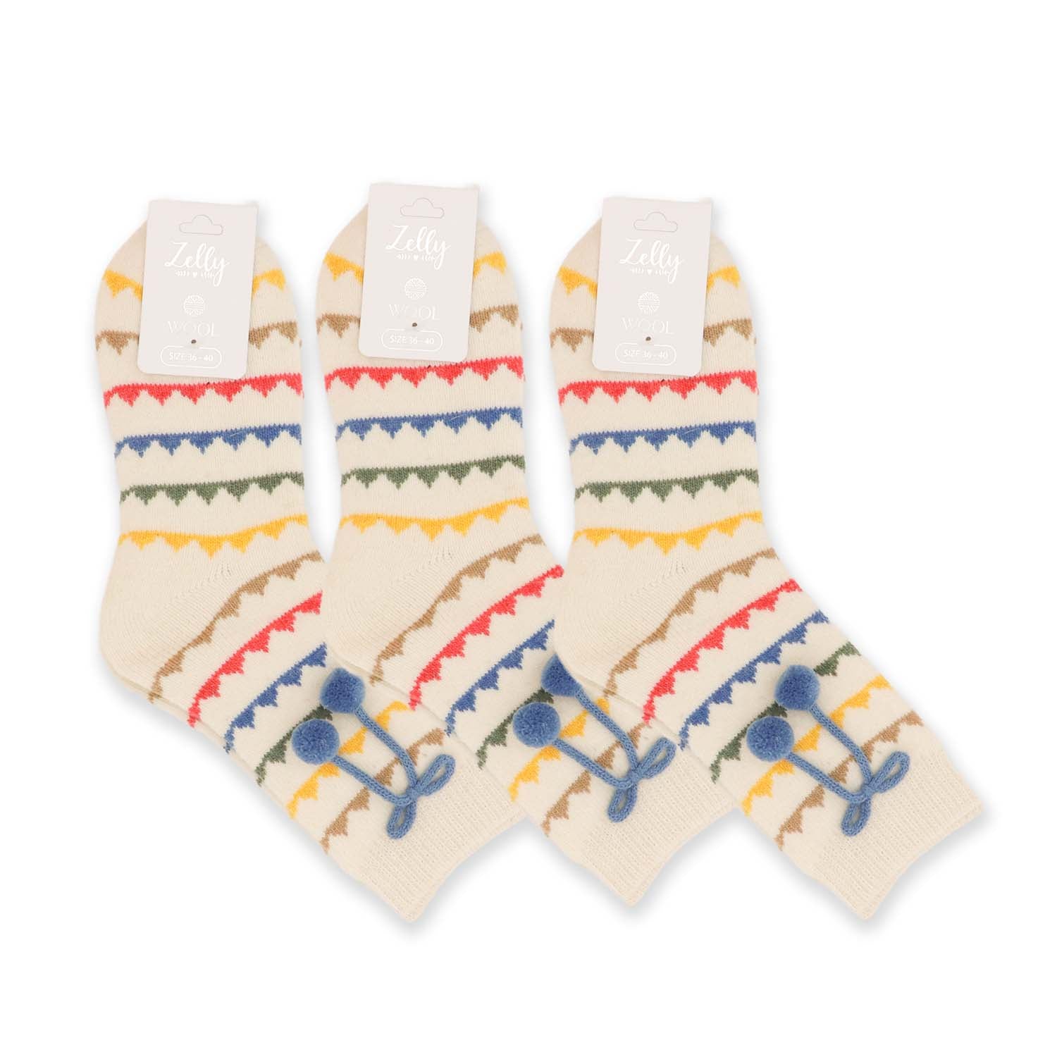 Zelly Pom Pom Socks - Wave