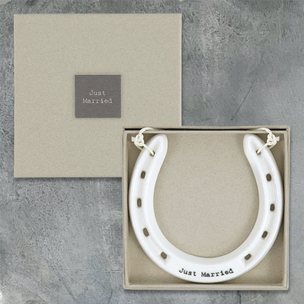 East of India Just Married Porcelain Horseshoe