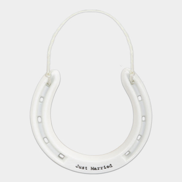 East of India Just Married Porcelain Horseshoe