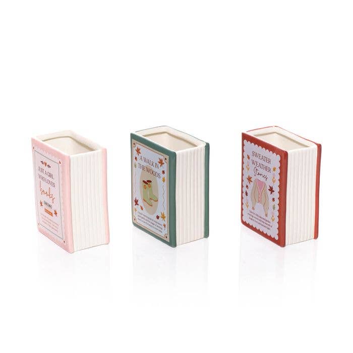 Cosy Chapter Book Stoneware Decorative Vase 3 Asstd