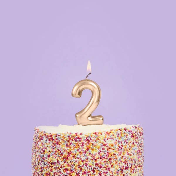 Hootyballoo - Gold Number '2' Candle
