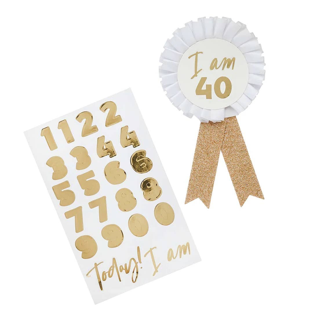 Hootyballoo by Club Green - Gold Milestone Birthday Badge Personalised With 1 Sticker Sh
