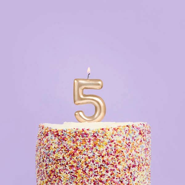 Hootyballoo - Gold Number '5' Candle