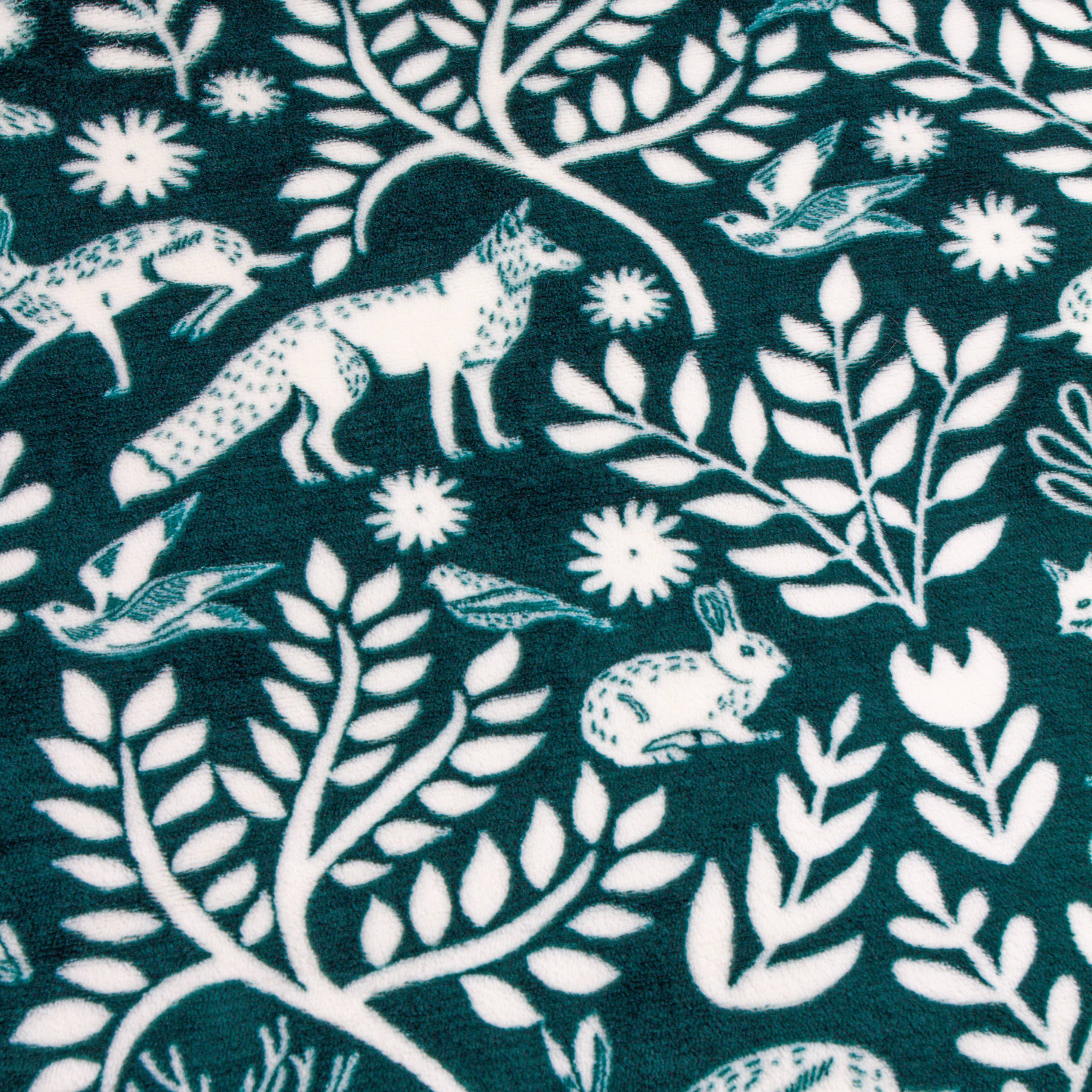 Skandi Woodland Sherpa Fleece Throw Forest: Forest / 140 x 180cm