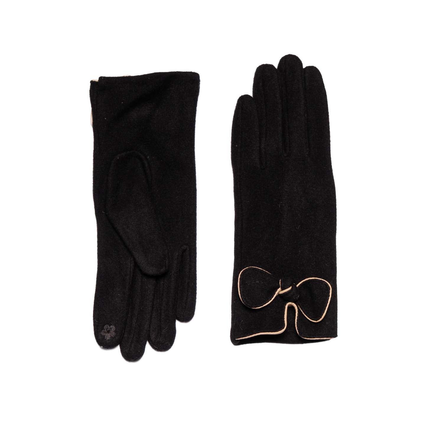 Loxley Lane Black Bow Detail Gloves Touchscreen