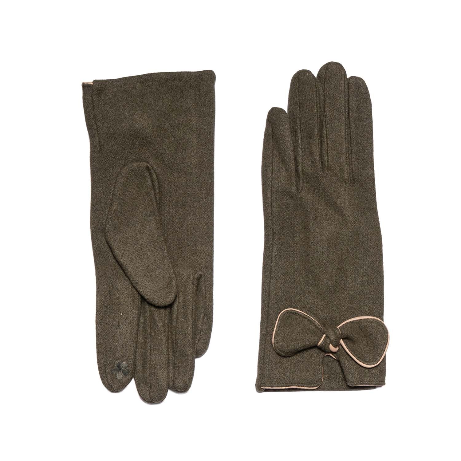 Loxley Lane Green Bow Detail Gloves Touchscreen