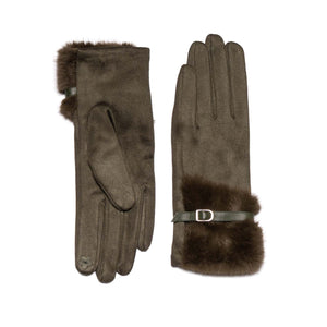 Loxley Lane Olive Gloves Faux Fur Detail Touchscreen – gloves