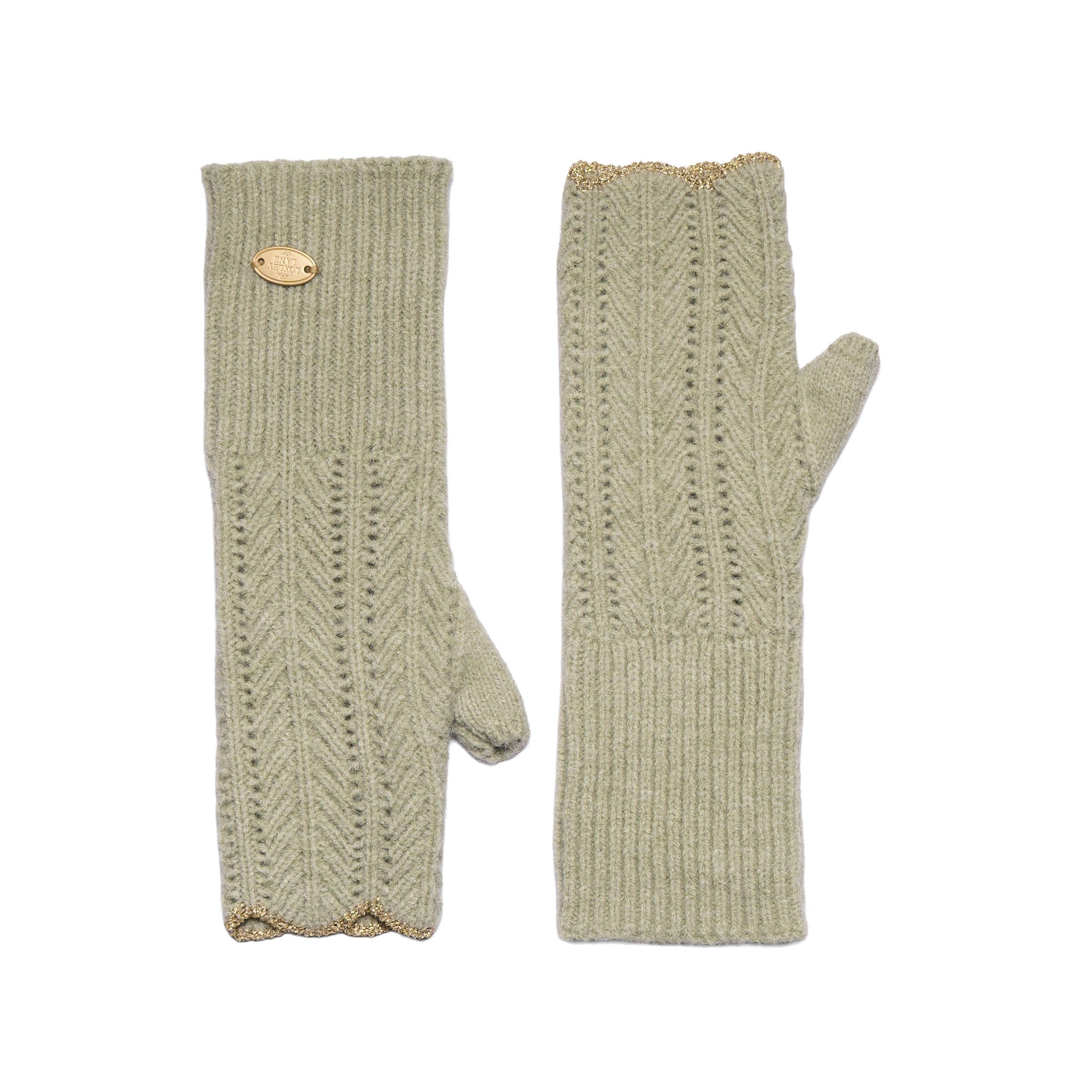 Loxley Lane Green Gloves Scalloped Edge Fingerless