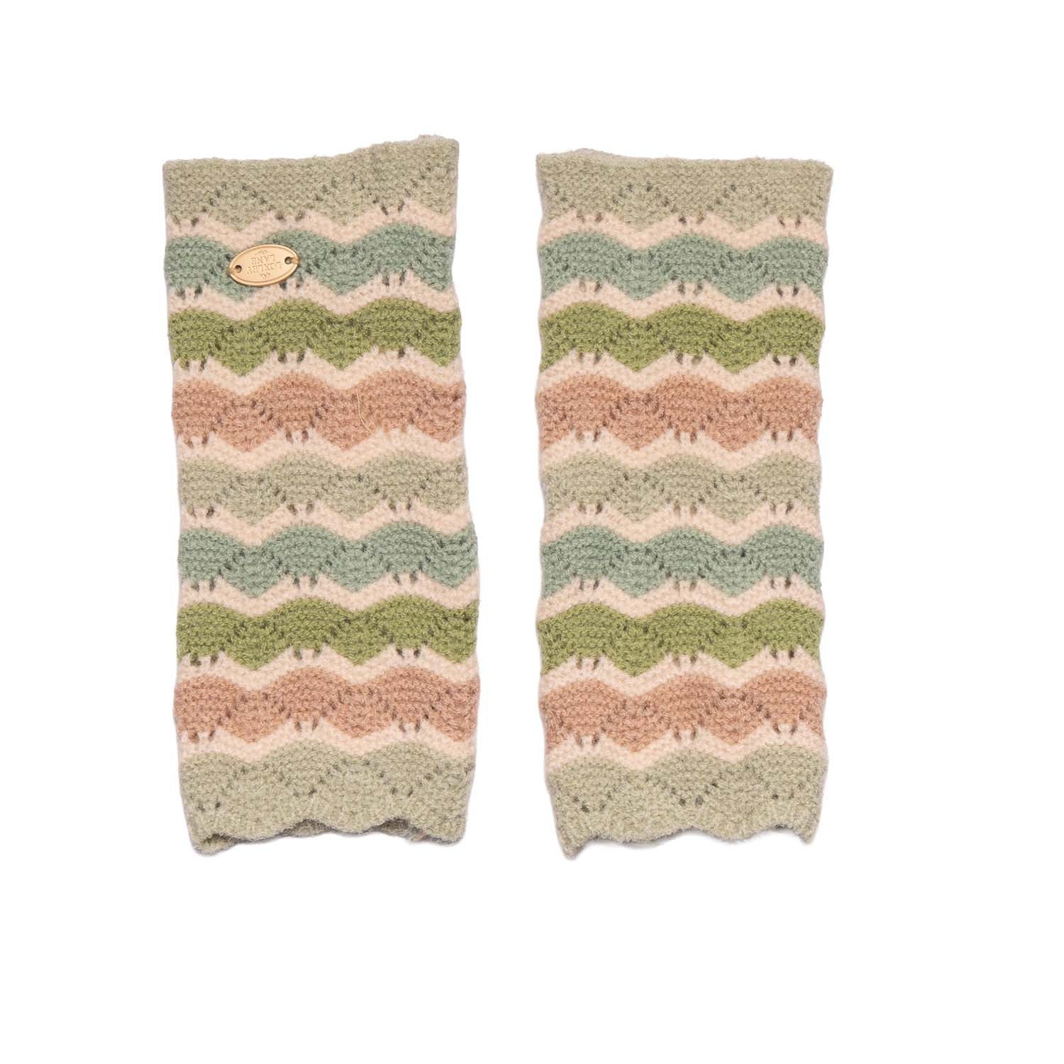Loxley Lane Green Gloves Fingerless Wave Design