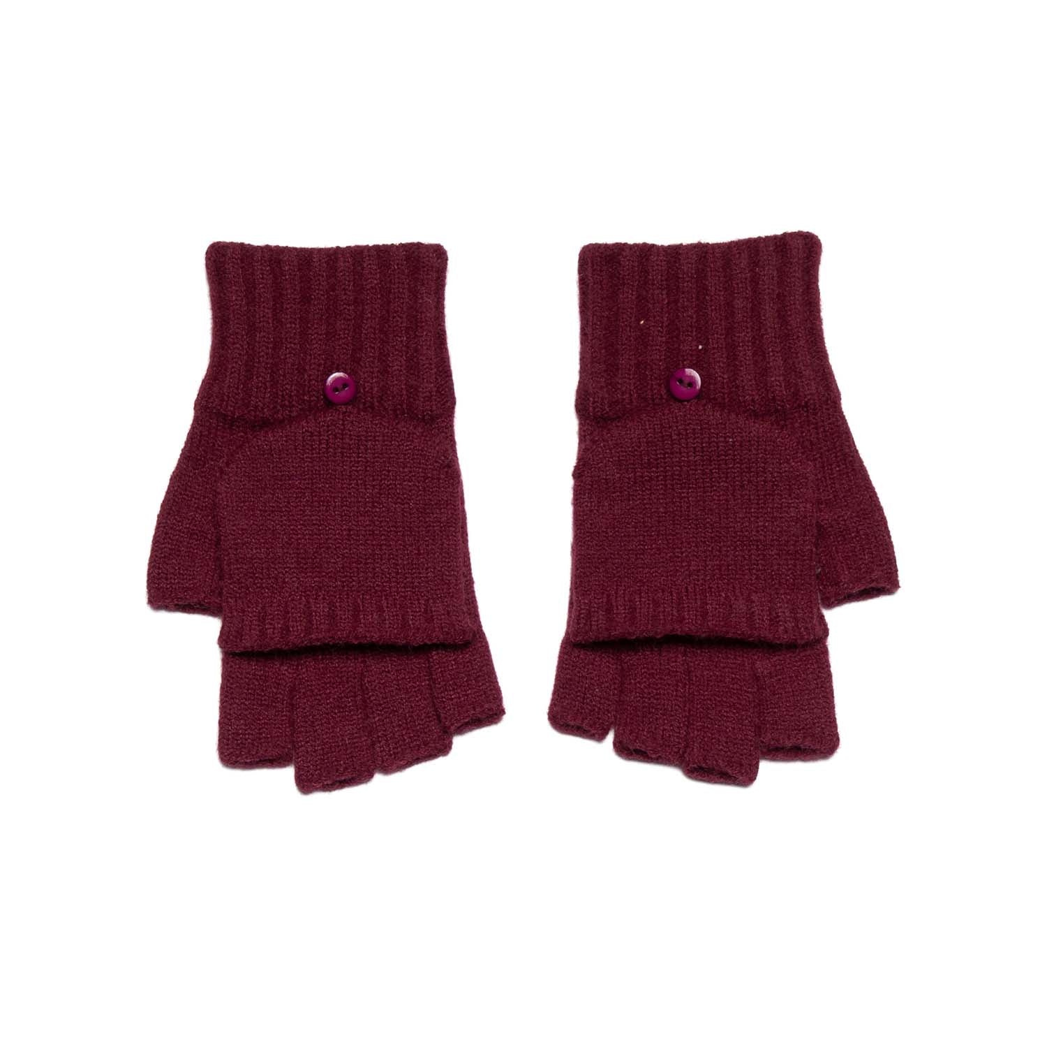 Loxley Lane Burgundy Knitted Gloves Multi-Way