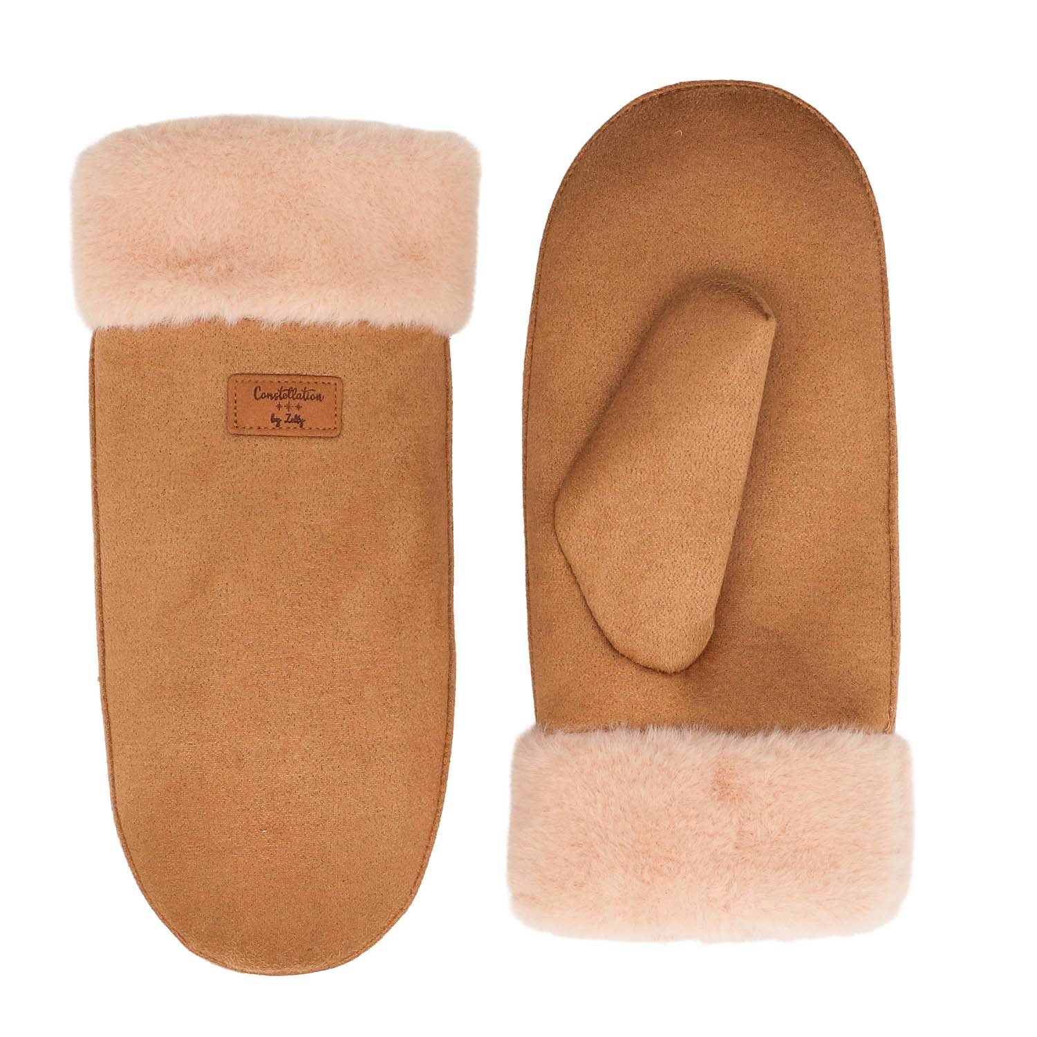 Zelly Constellation Faux Sheepskin Mitts Cream