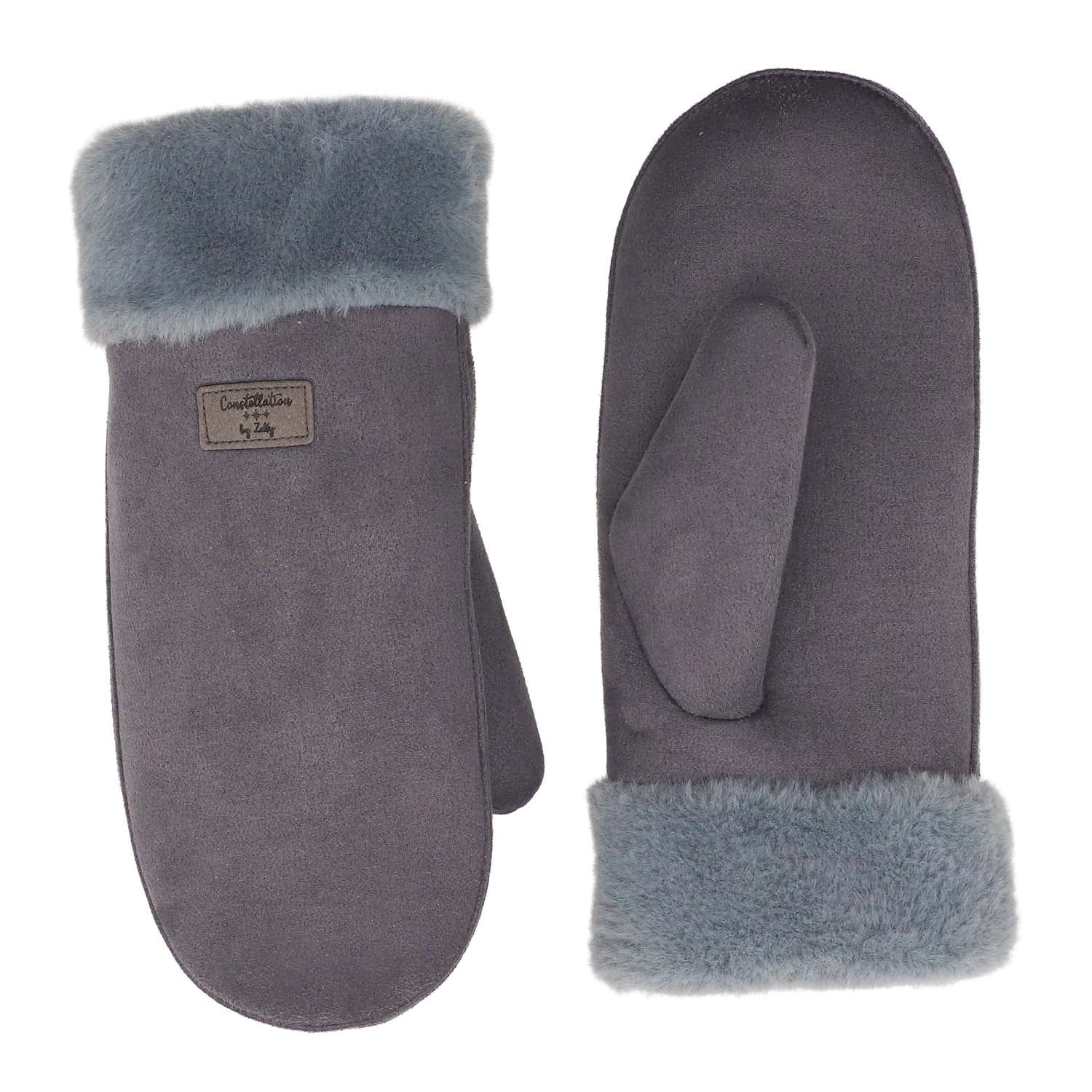 Zelly Constellation Faux Sheepskin Mitts Grey