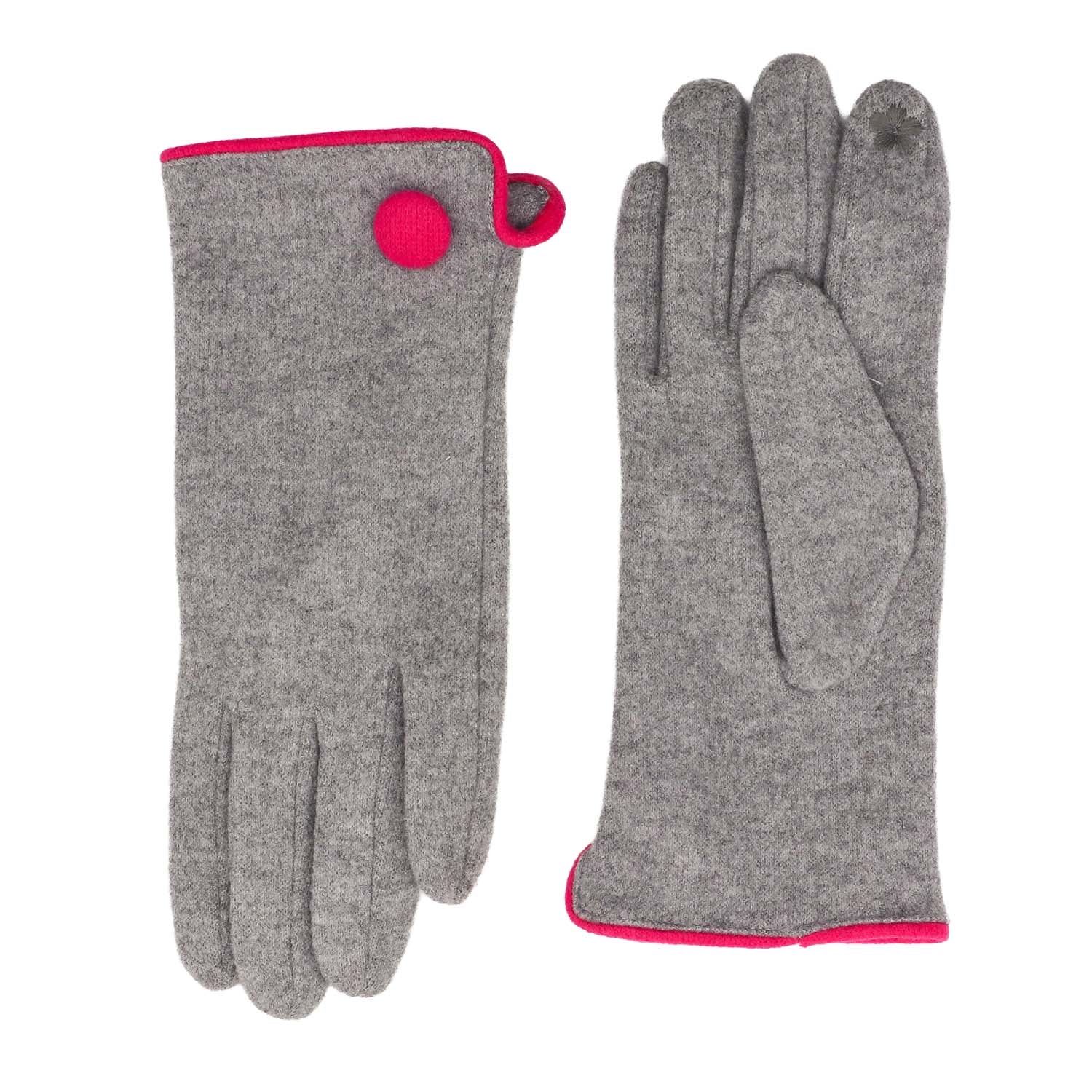Zelly Button Detail Grey Gloves