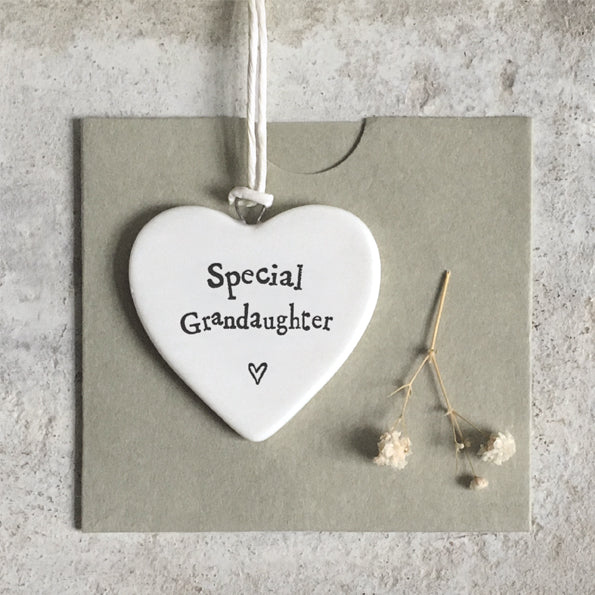 East of India Porcelain Heart - Special Grandaughter